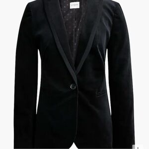 J. Crew Women's Black Velvet Schoolboy Blazer, Size 10, Like New